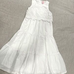 Girls White Maxi Dress with eyelet bodice - size S